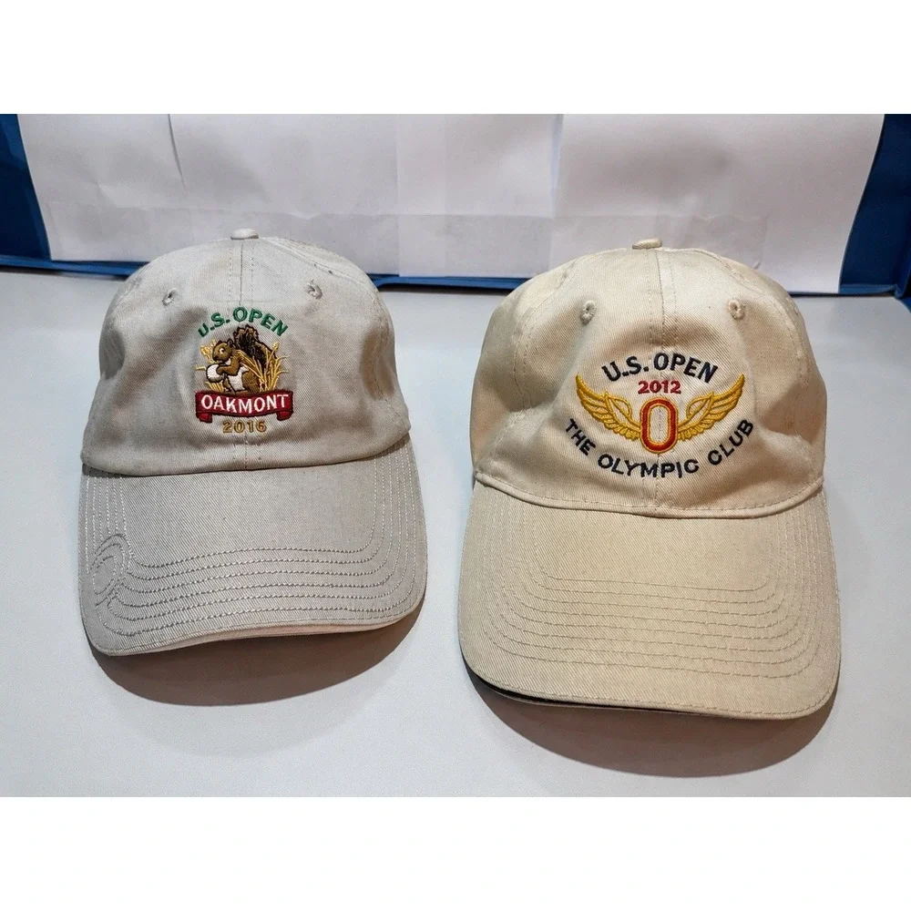 Lot of 2 USGA US Open Golf Hats 2012 Olympic Club 2016 Oakmont Adjustable
